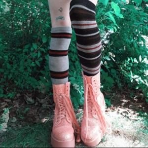 DOLLSKILL pink glitter combat boots NEW!